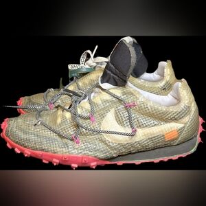 Nike Off-White Waffler Racer Sneakers with Pink Accents